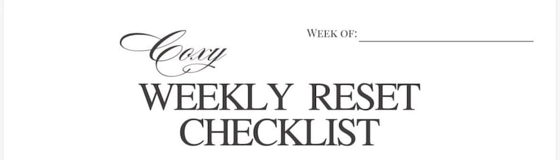 Weekly Reset Checklist Printable | Black and White Cleaning Routine ...