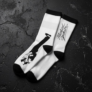 Michael Jackson Inspired Silhouette Socks, King of Pop Tribute Crew Socks, Dance Legend Fan Gift, Music Lover Socks, Unisex Socks