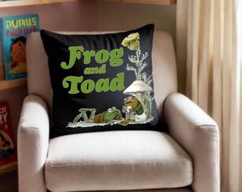 Frog and Toad Storybook square  Pillow | valentine friendship gift | Book lover pillow gift  | Cottagecore throw pillow Nursery decor