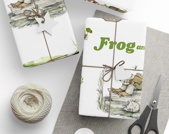 Geschenkpapier mit Frosch und Kröte, Geschenkpapier zur Babyparty, süße Arnold Lobel Geschenkverpackung für Bücherliebhaber Vintage Frosch und Kröte Geschenkverpackung, Babypartyverpackung, Frosch Thema