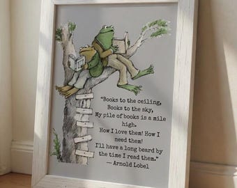 Frog and Toad Storybook Quote Rolled Poster | Illustrated Literary Print | Cottagecore |Book Lover gift | Nursery | Book Nook