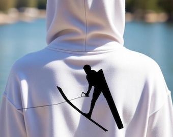 Womens cropped Ski Jump hoodie, water ski jumper hooded sweatshirt, ski fly sweatshirt, sports gift, water lover gift shirt