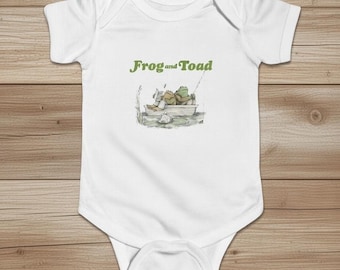 Frog and Toad Infant Bodysuit | Vintage Storybook Design, New Baby Gift, Woodland  baby Shower Onesie