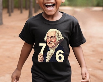 George Washington 6 7,  1776 kids Tee | Funny Teen TikTok Trend 6 7 | Youth graphic President Tshirt, America 250 birthday