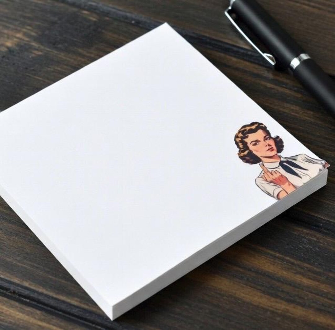 Middle Finger Sticky Notepad Funny Sarcastic Sticky Notes, Vintage Woman Middle Finger Post-it Notes ...