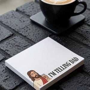 Roliga anteckningsblock för fars dag. Jag säger till pappa kaffe latte meme, kristen humor kontorsmaterial present Post-it® anteckningsblock