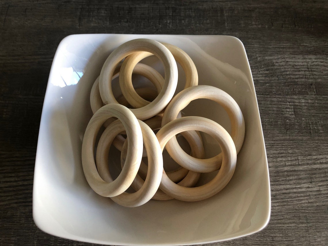70mm 100 Natural Beech Wood Teething Rings Etsy