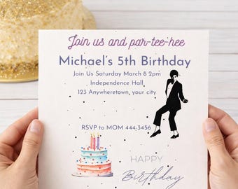Michael Jackson Inspired Kids Birthday Invitation Instant Download | Editable MJ Theme Party Invite | Customizable Digital Birthday Invite