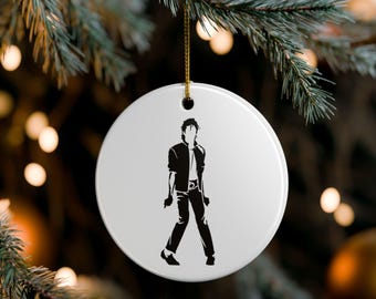 Adorno inspirado en Bad Michael Jackson, de cerámica de doble cara, regalo para la anfitriona de una fiesta para ver el partido.