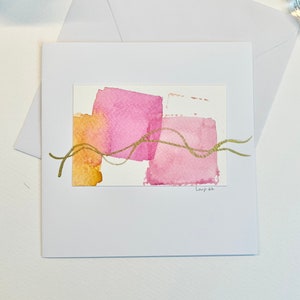 Carte de voeux artistique. Aquarelle et encre gold. Unique et fait main. Oeuvre originale. Ce n'est pas imprimer. Tout occasions.