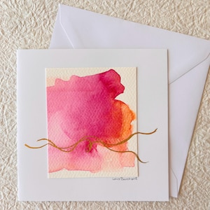 Carte de voeux artistique vierge. Aquarelle, papier et encre. Unique. Peint à la main avec amour. Oeuvre originale.