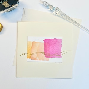 Carte de voeux peint à la main. Aquarelle et encre gold. Unique et fait main. Oeuvre originale. Ce n'est pas imprimer.