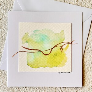 Carte de voeux artistique vierge. Aquarelle, papier et encre. Unique. Peint à la main avec amour. Oeuvre originale.