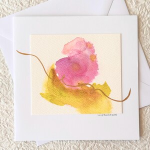Carte de voeux artistique vierge. Aquarelle, papier et encre. Unique. Peint à la main avec amour. Oeuvre originale.