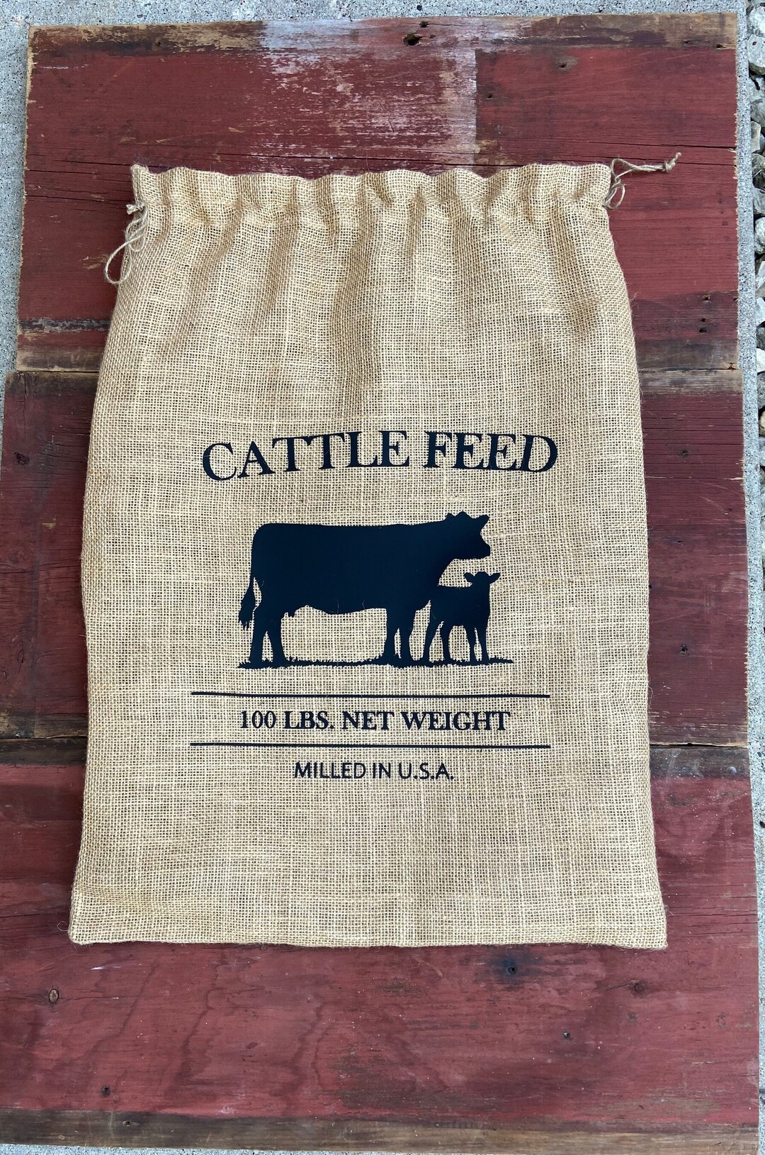 Large Cattle Feed Burlap Sack Etsy