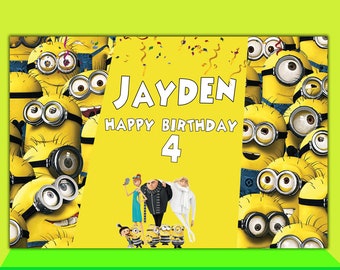 Minion Personalized 6x2 Vinyl Birthday Banner Free Shipping
