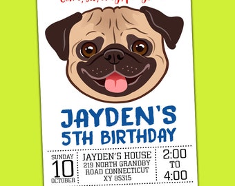 Pug Party Invitation Puppy Invitation Pug Birthday Invitation Dog Invite Instant Download Editable Pug Invitation Pug Birthday Invite