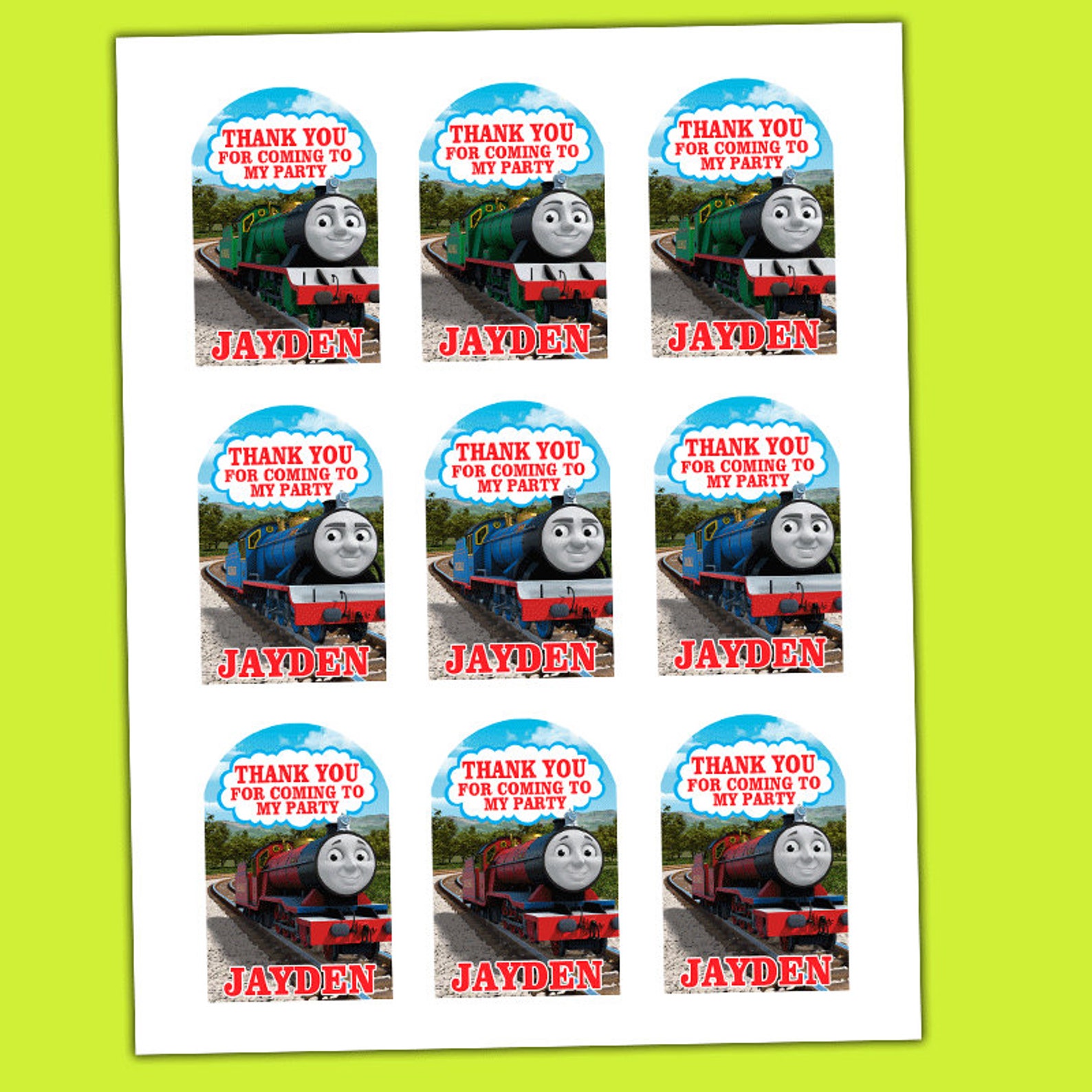Thomas the Train Thank You Tags Thomas Train Tags Thomas - Etsy