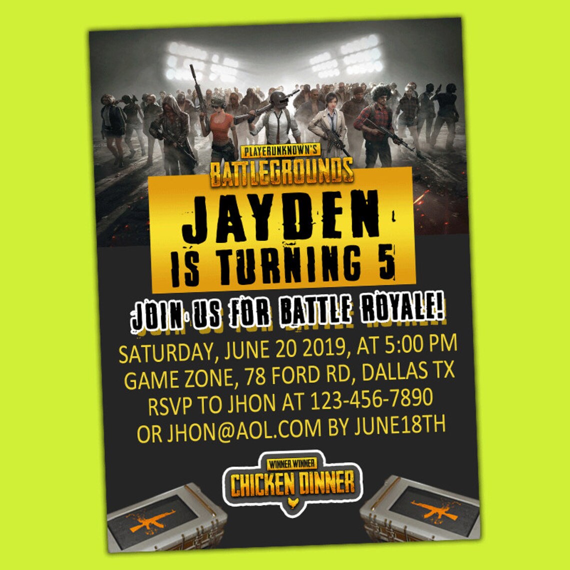 PUBG Invitation PUBG Party Invitation PUBG Digital - Etsy