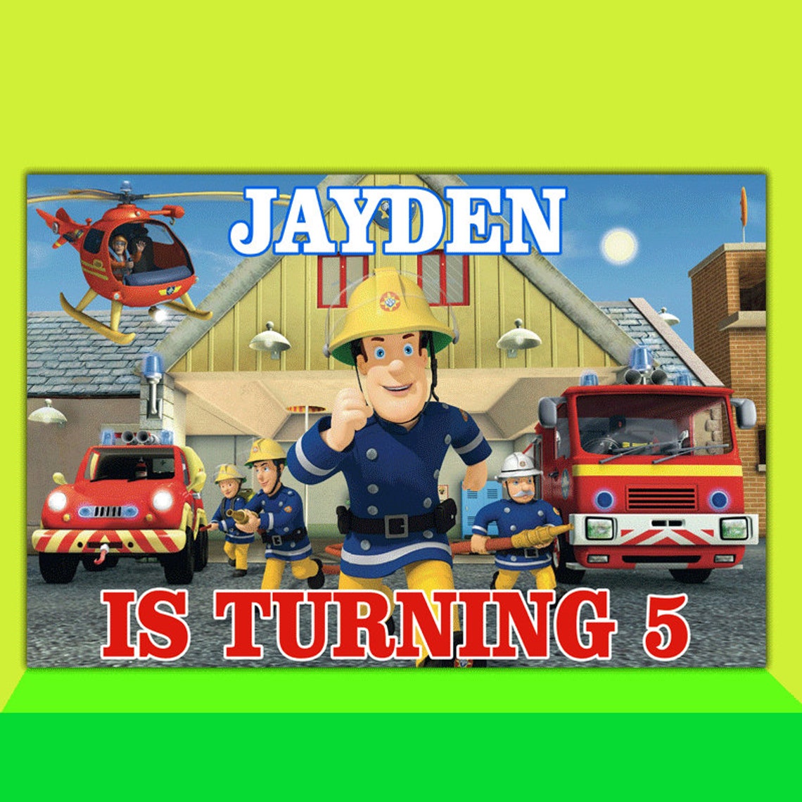 Fireman Sam Backdrop Fireman Sam Party Background Fireman Etsy