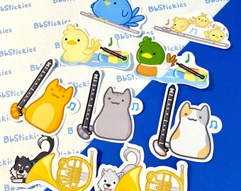 Music Animal Laminated Stickers | Music Sticker | Bird Sticker | Duck Sticker | Cat Sticker