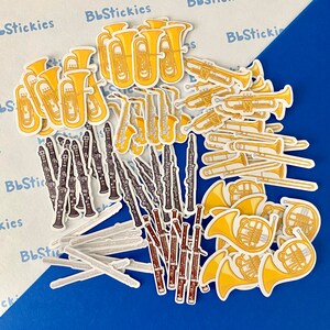 Band Instruments Mini Laminated Stickers | Music Stickers | Instrument Stickers | 90 Stickers