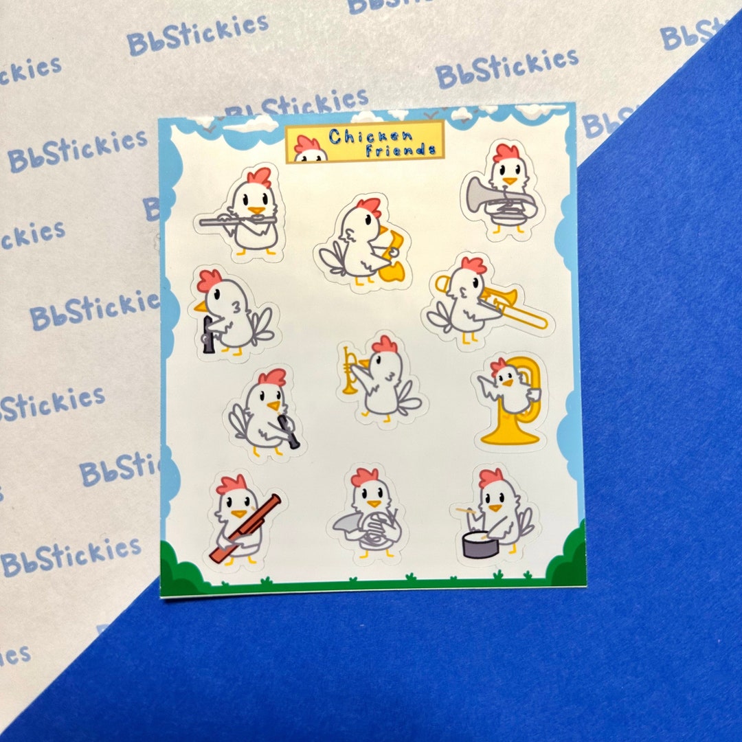 Chicken Instruments Sticker Sheet | Instrument Sticker Sheet | Band ...