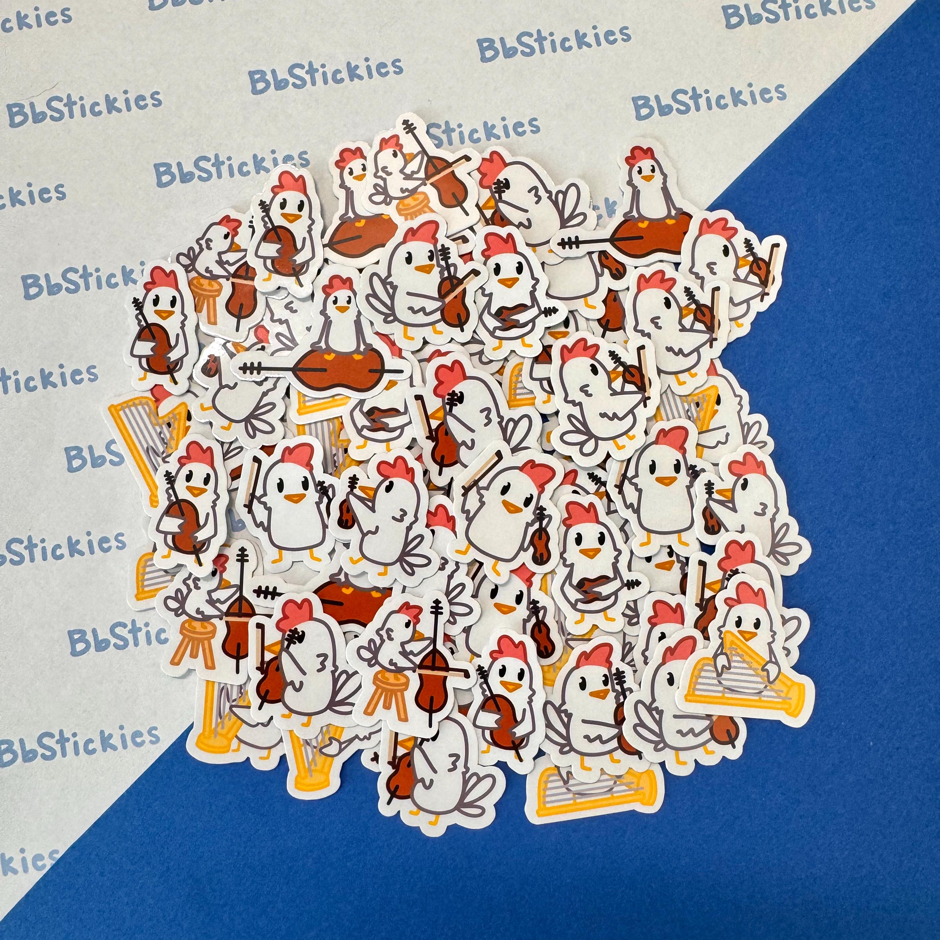Mini Chicken Laminated Sticker Pack | Chicken Instrument Stickers ...