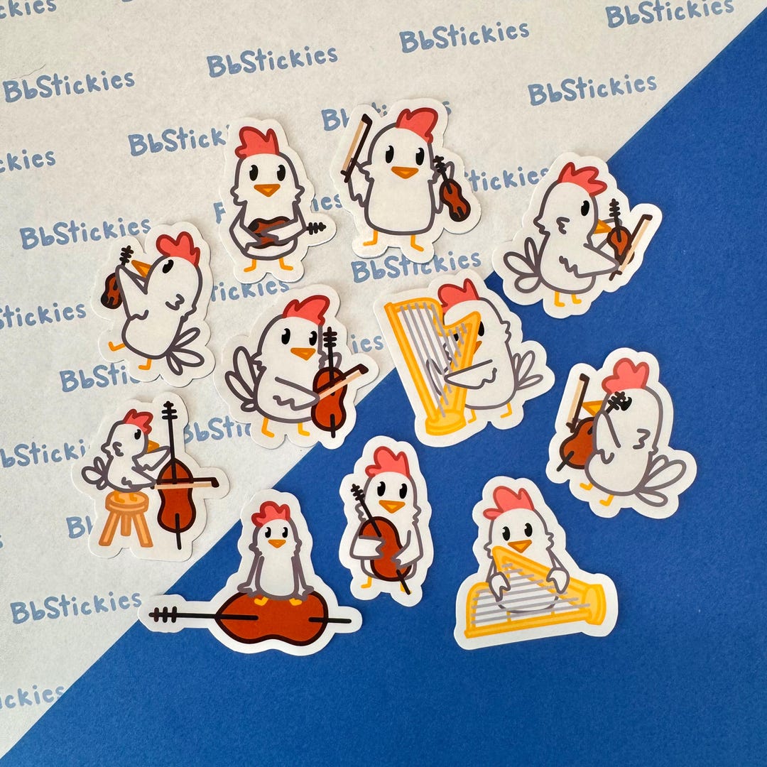 Chicken Laminated Stickers | Chicken Instrument Stickers | Chicken ...