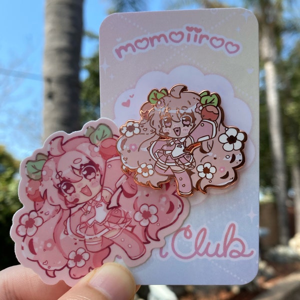 FINAL SALE Sakura Miku Enamel Pin with Matching Sticker!