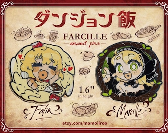 IN STOCK: Dungeon Meshi Falin x Marcille Enamel Pin + Matching Stickers!
