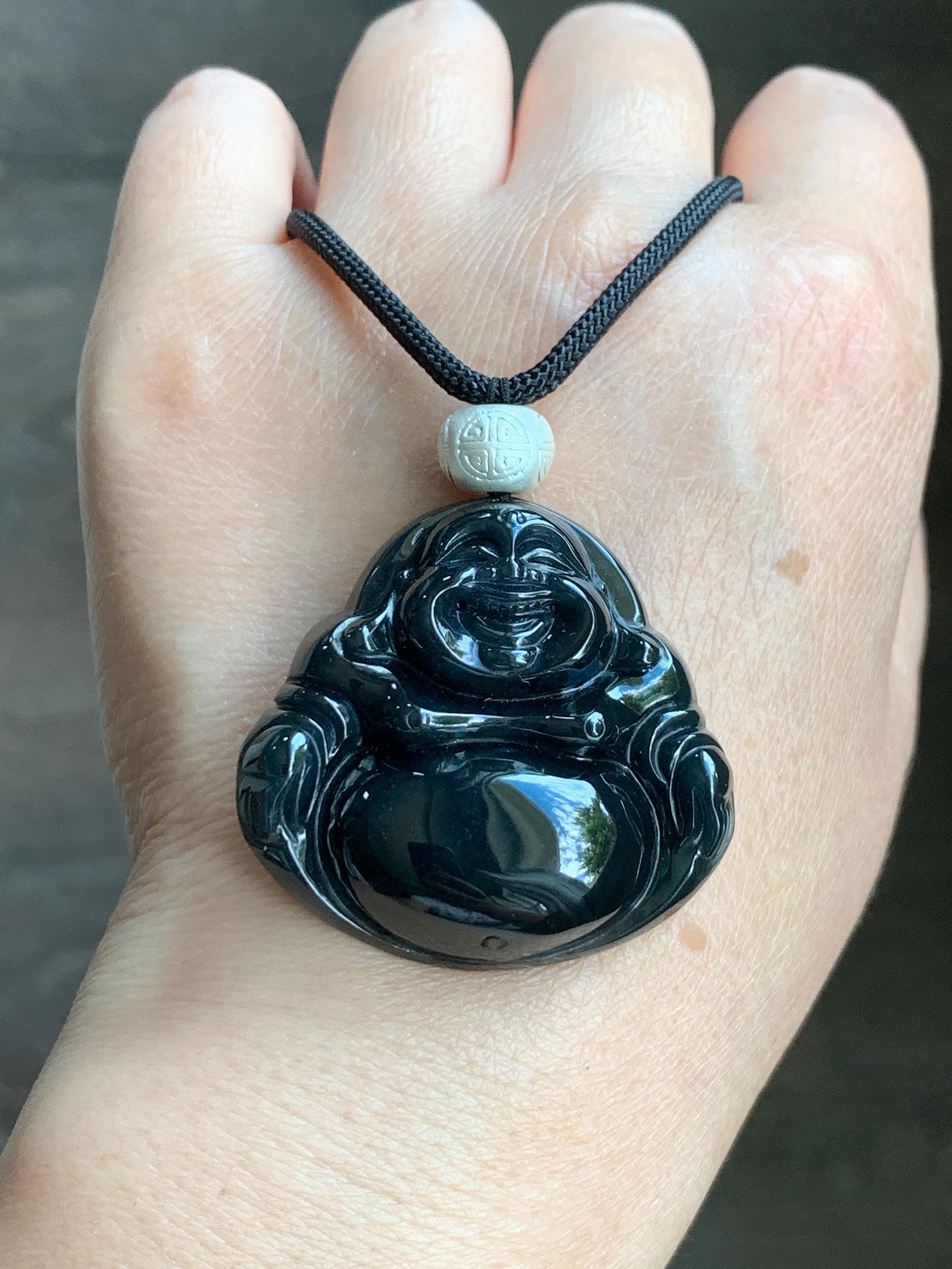 BUDDA / BUD-WAH＋（黒ラベル） Natural Grade A Translucent Dark Wuji Jadeite Large Buddha Pendant