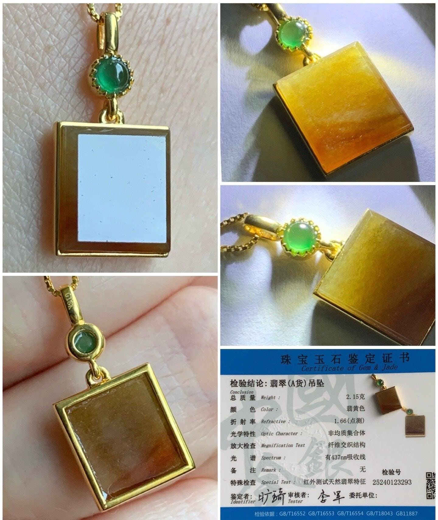 Certified Natural Icy Translucent Honey Yellow Jadeite