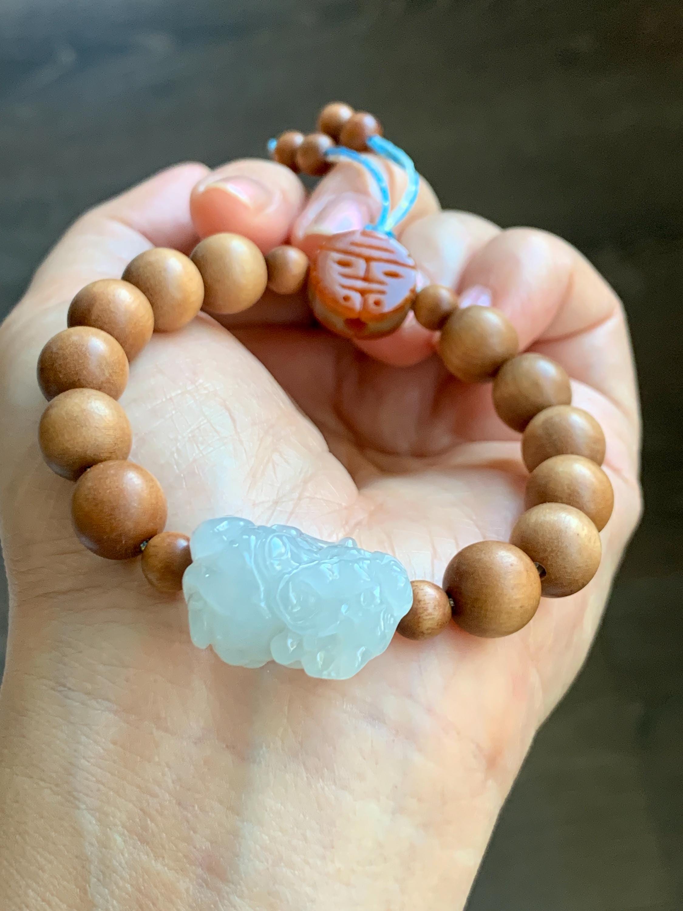 Natural Grade A Icy Translucent White Jade Jadeite Carved Pixiu