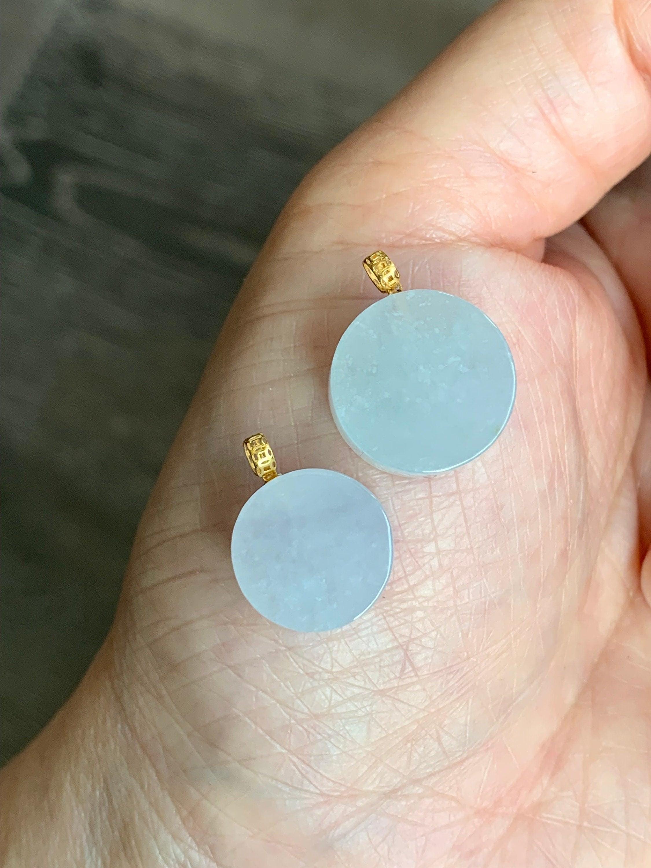 Natural Grade A Icy Translucent Jadeite Blessing Amulet Round