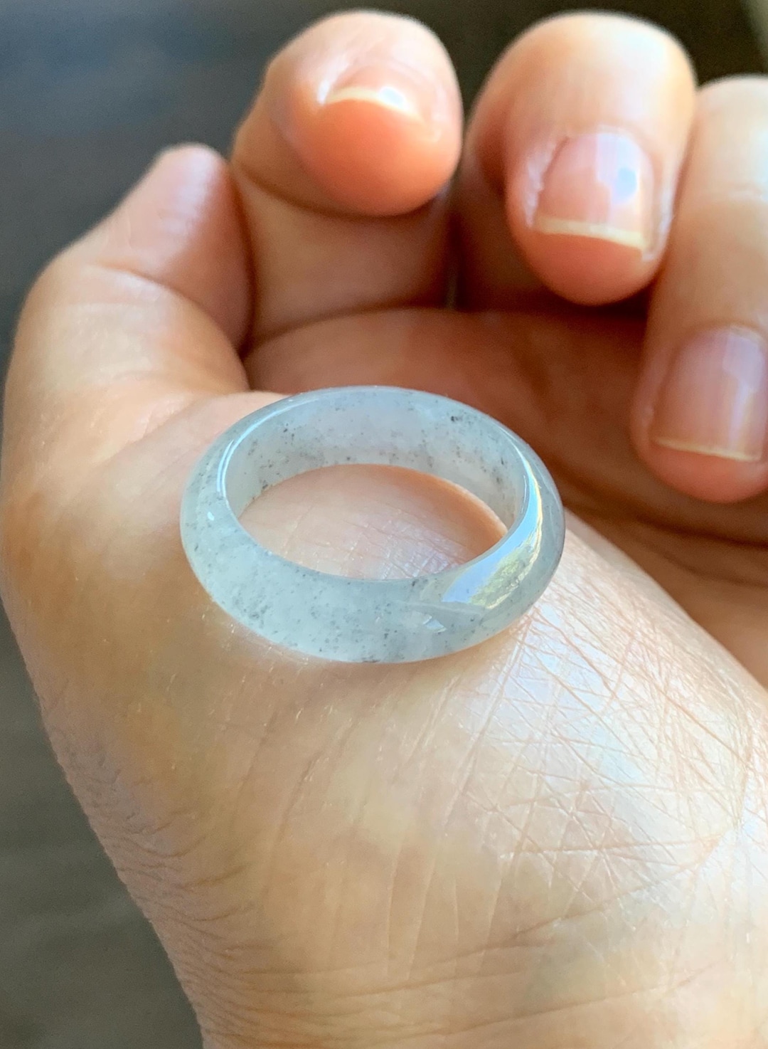 Translucent Band Natural Grade A Icy Translucent Light Gray Wuji Marbled Jade Jadeite ...
