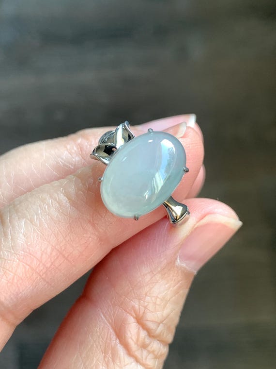 Certified Natural Grade A Icy Translucent Gelatinous Large Oval