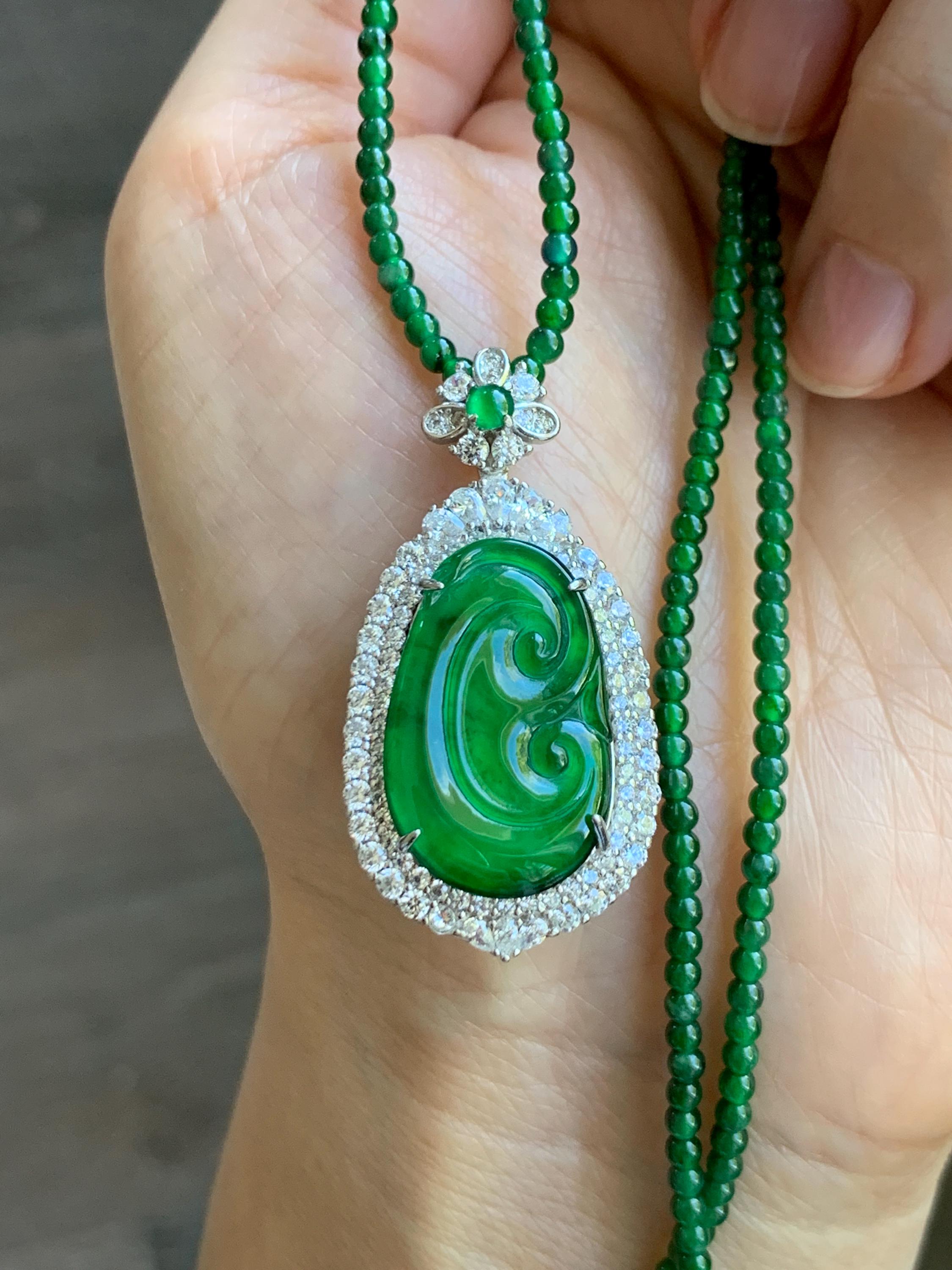Certified Natural Guatemalan Icy Translucent Vibrant Green Jade