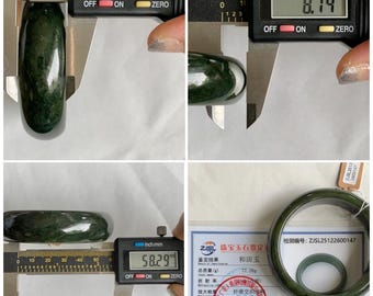 認定天然ネフライト翡翠半透明ダークグリーンバングルブレスレット