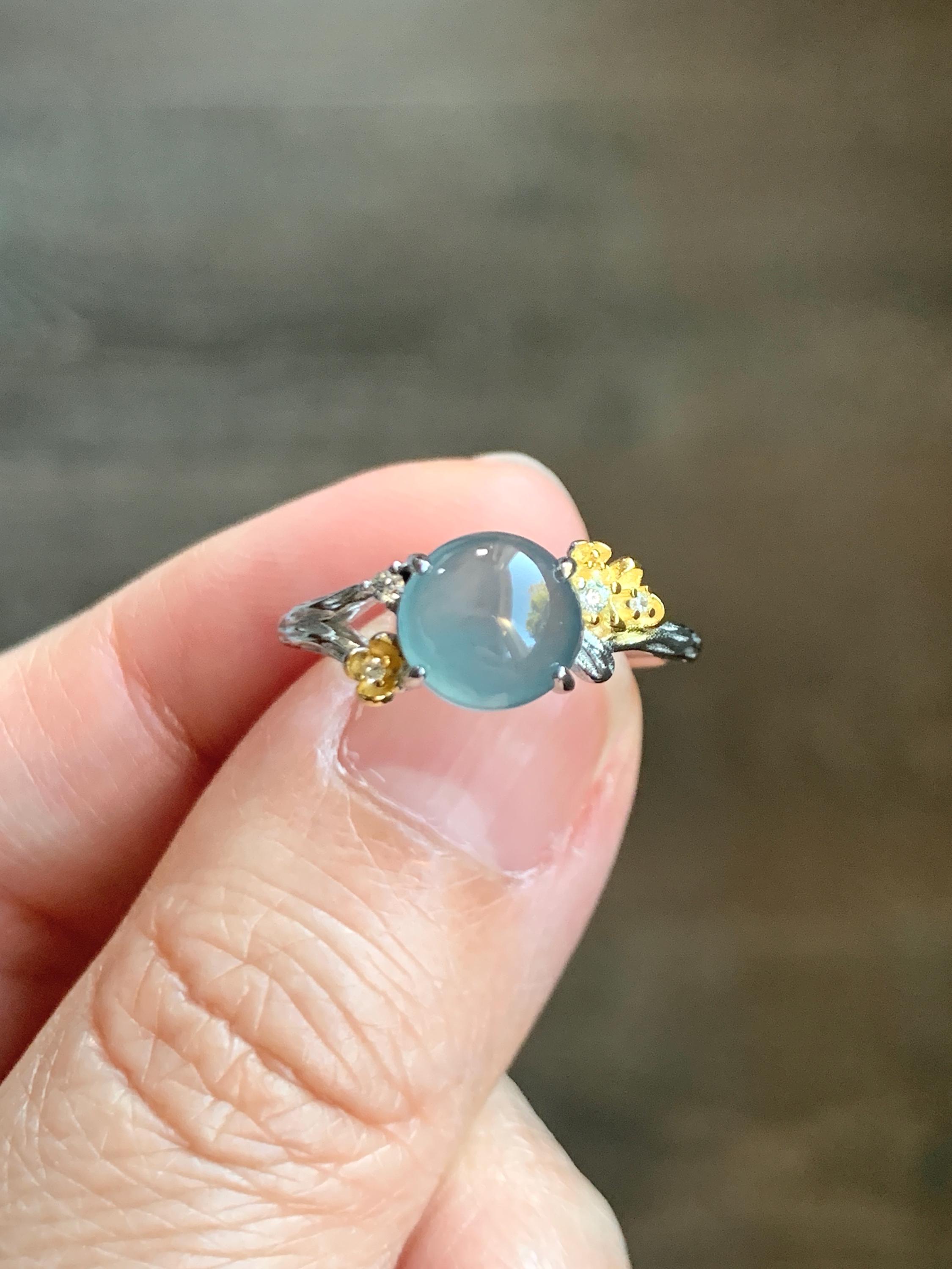 Natural Guatemalan Icy Highly Translucent Blue Jade Jadeite Cherry