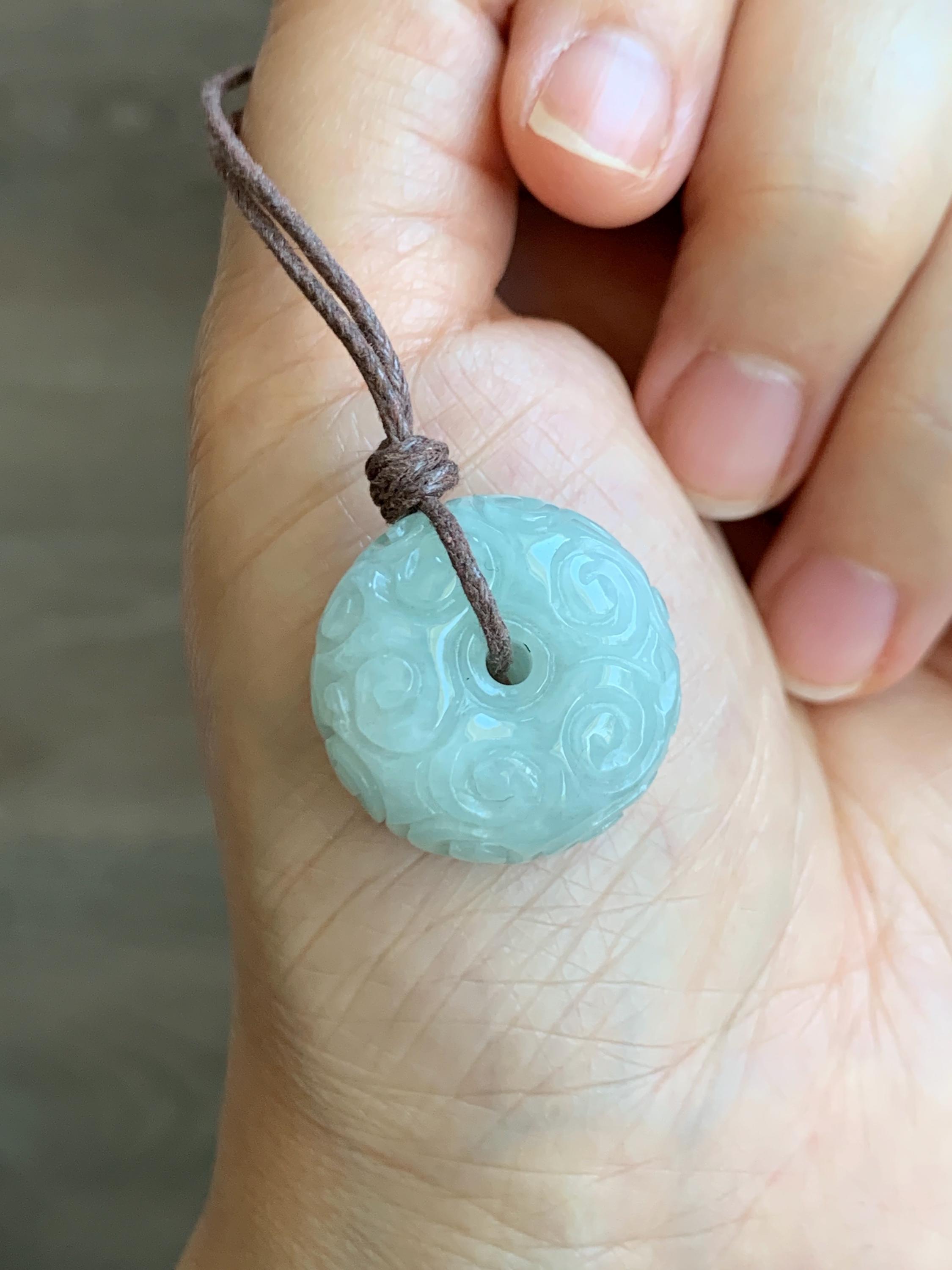 Natural Grade A Icy Translucent Pastel Green Jade Jadeite Engraved Natural Grade A Icy Translucent Pastel Green Jade Jadeite Engraved