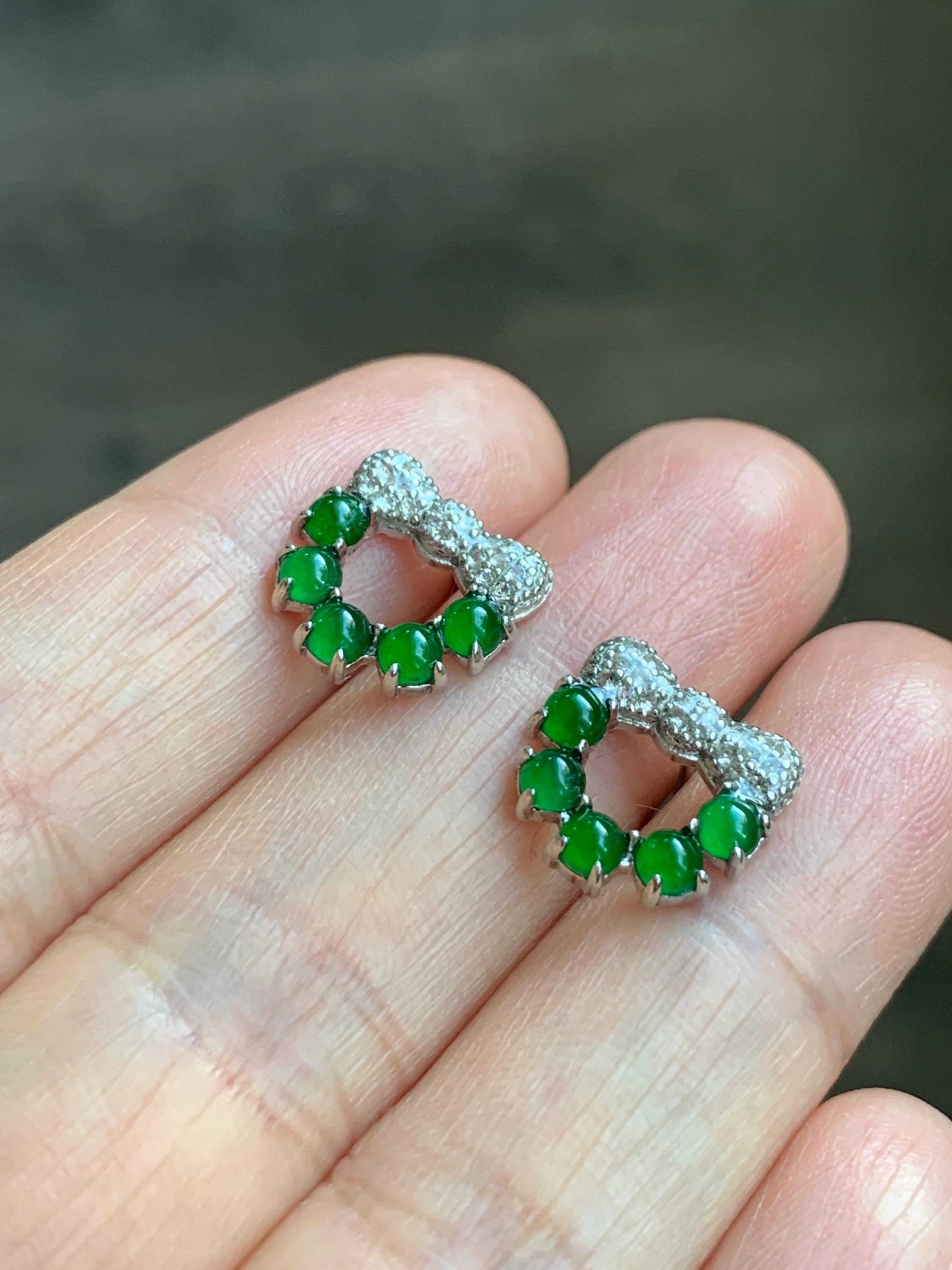 【Kanade】本翡翠S925銀 グアテマラ氷辣緑ジェイダイト ピアス 本翡翠A貨 S925銀 グアテマラ産 氷辣緑色 ジェイダイト