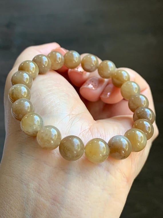 Natural Nephrite Jade Brown Sugar Translucent Large Round Beads