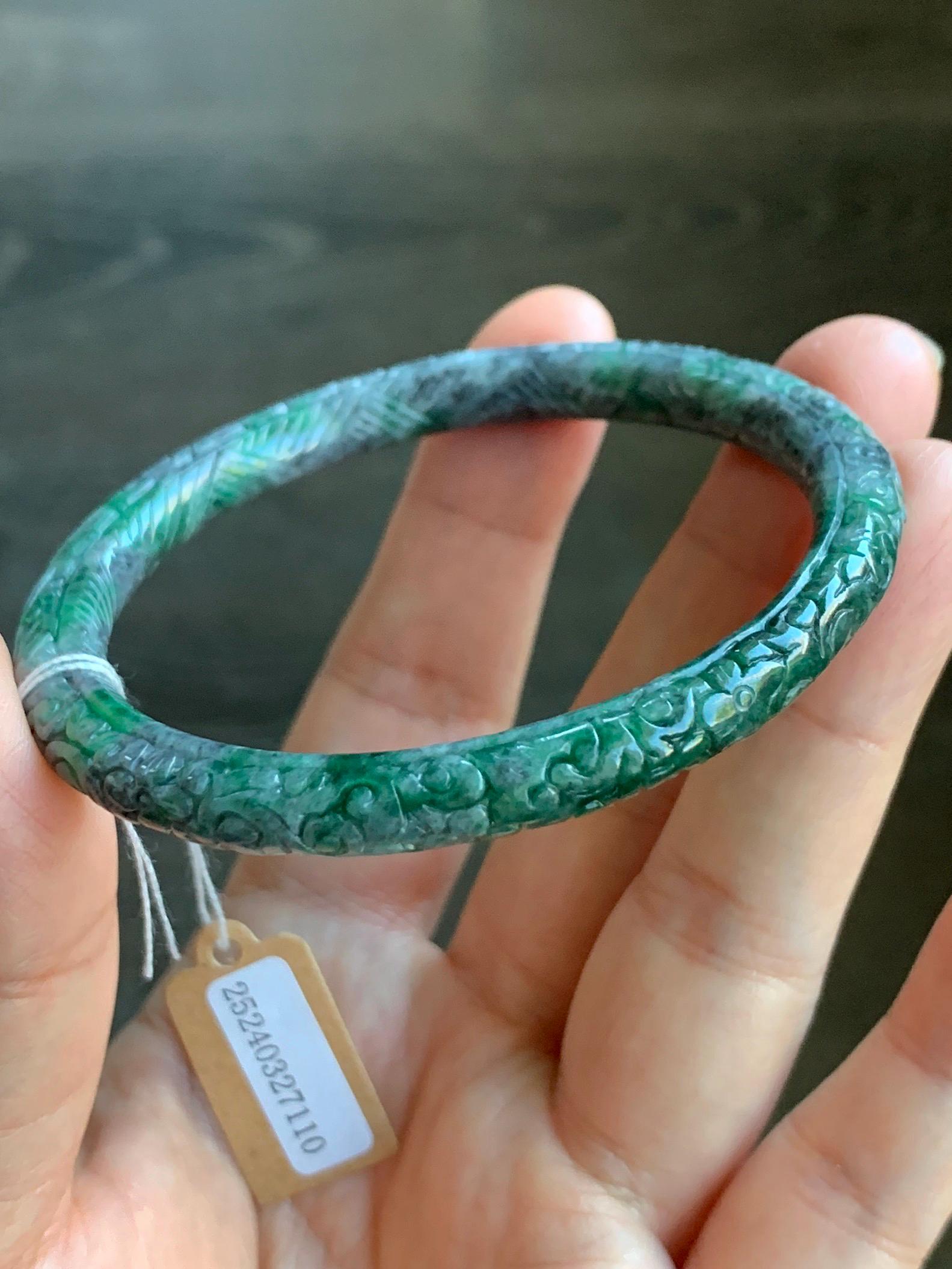 飘花翡翠バングル 翡翠飘花バングル