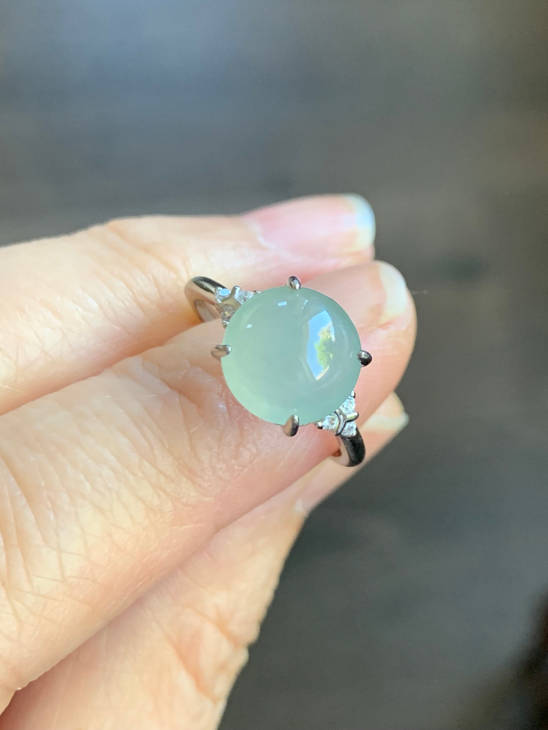 Natural Burmese Icy Light Green Translucent Round Cabochon Natural Burmese Icy Light Green Translucent Round Cabochon