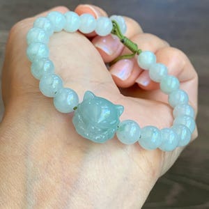 Natural Grade A Icy Translucent Light Green Jadeite Nine-tailed