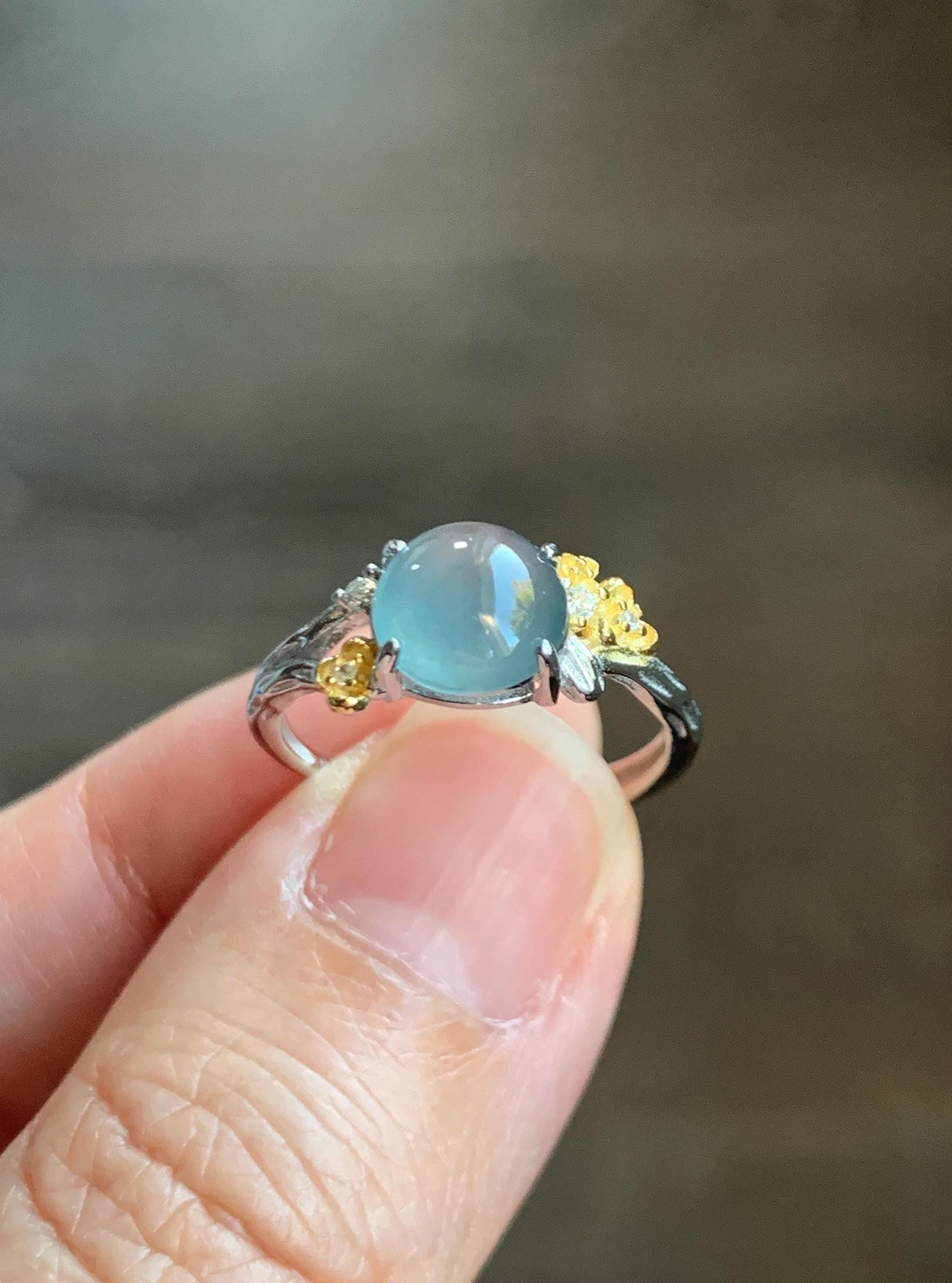 Natural Guatemalan Icy Highly Translucent Blue Jade Jadeite Cherry