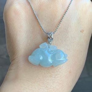 Stunning Natural Grade A Icy Translucent Gelatinous Light Blue Sky Blue Jadeite Carved Tang Horse Pendant Sterling Silver 天然冰胶天空蓝翡翠唐马银镶吊坠