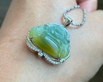 天然グレード A グアテマラ氷半透明ブルーまたは二色の翡翠翡翠仏