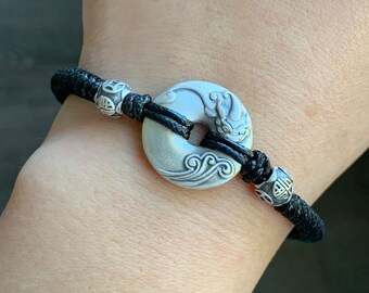 Solid 999 Sterling Silver Pixiu Engraved Ping an Kou Donut